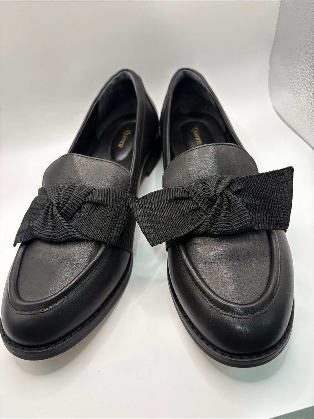 Quince Black Leather Tassel Loafers